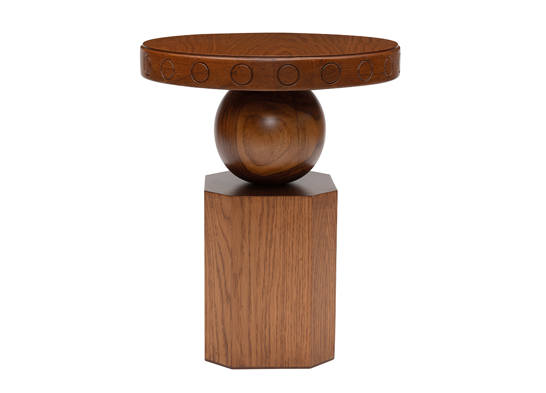 Orb Side Table Bronzed Oak